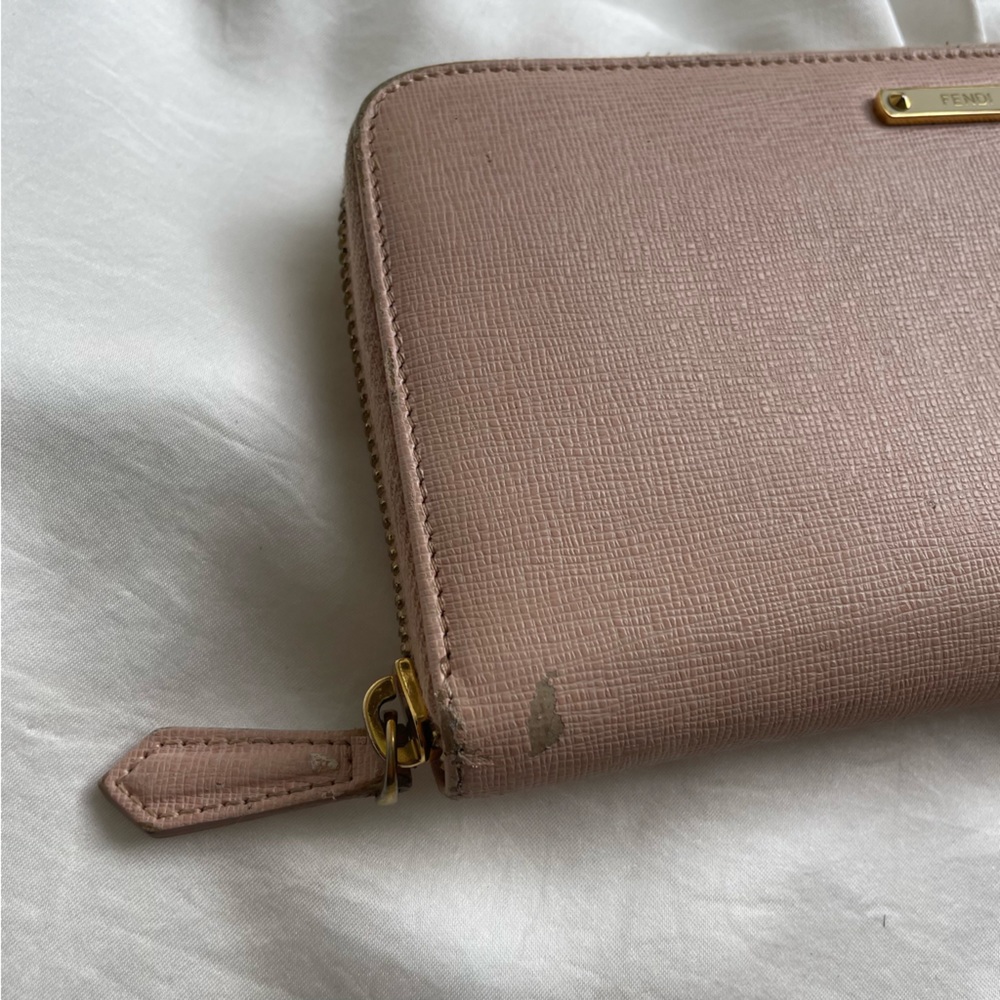 Fendi Logo Texture Grained Leather Zip Around Wal… - image 8